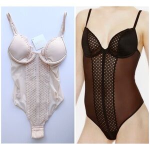 LA PERLA Greta Padded Underwire Lace-Trim Bodysuit NWT